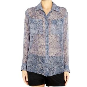 Equipment Blouse Sheer Snakeskin Print